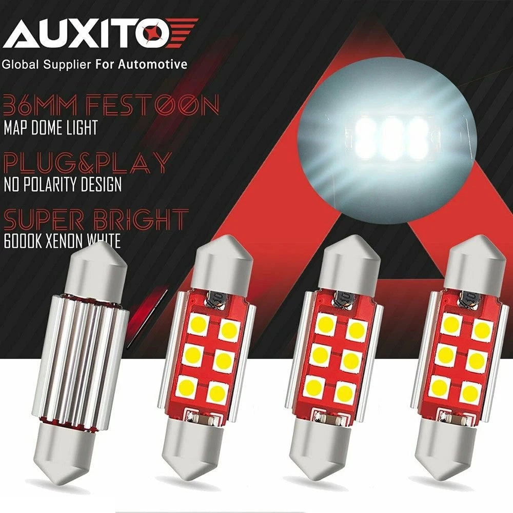 Set of 4 LED License Plate Tag Light Bulbs 6418 6411 for BMW Audi M-B