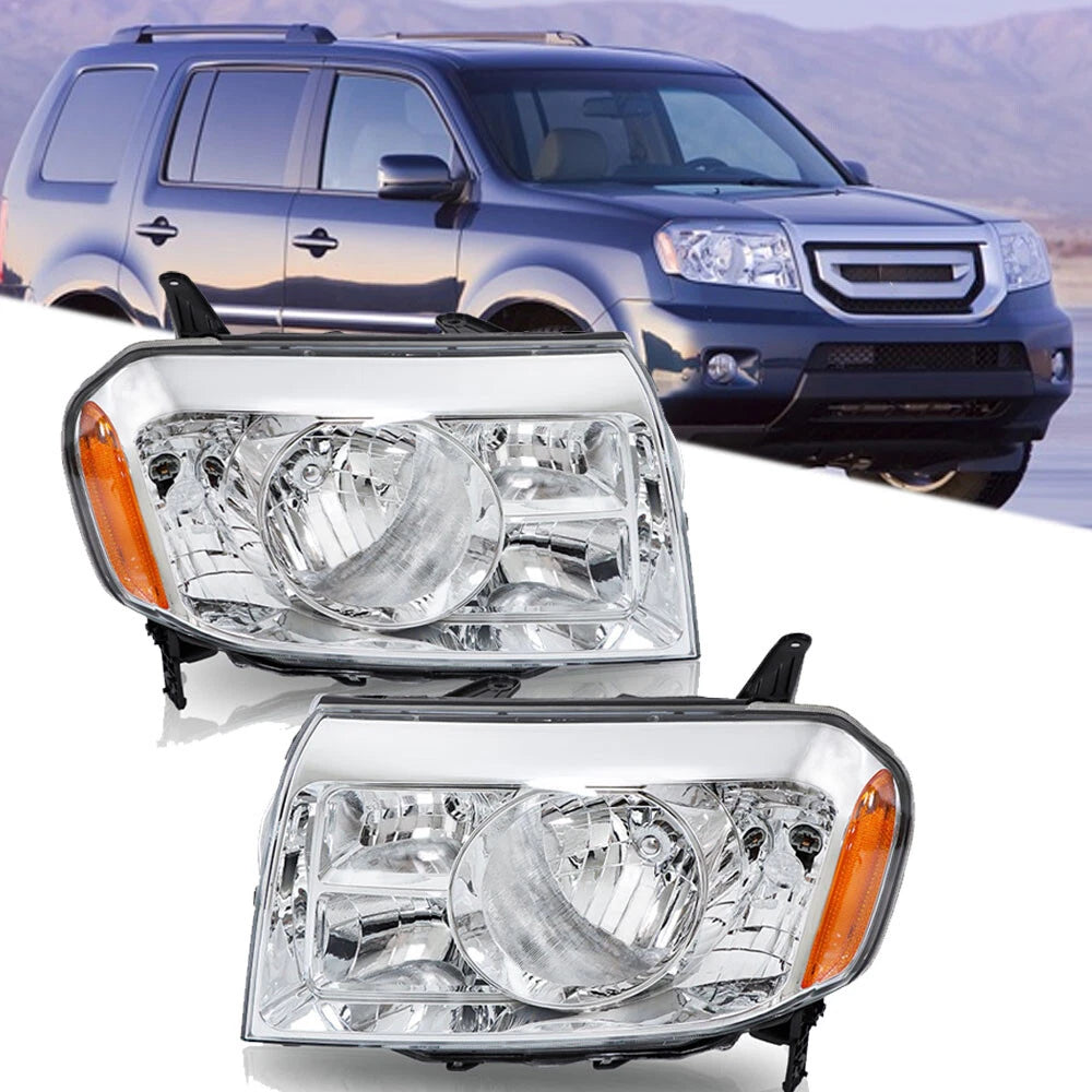 Set of 2 Halogen Headlights for Honda Pilot (2009–2011)