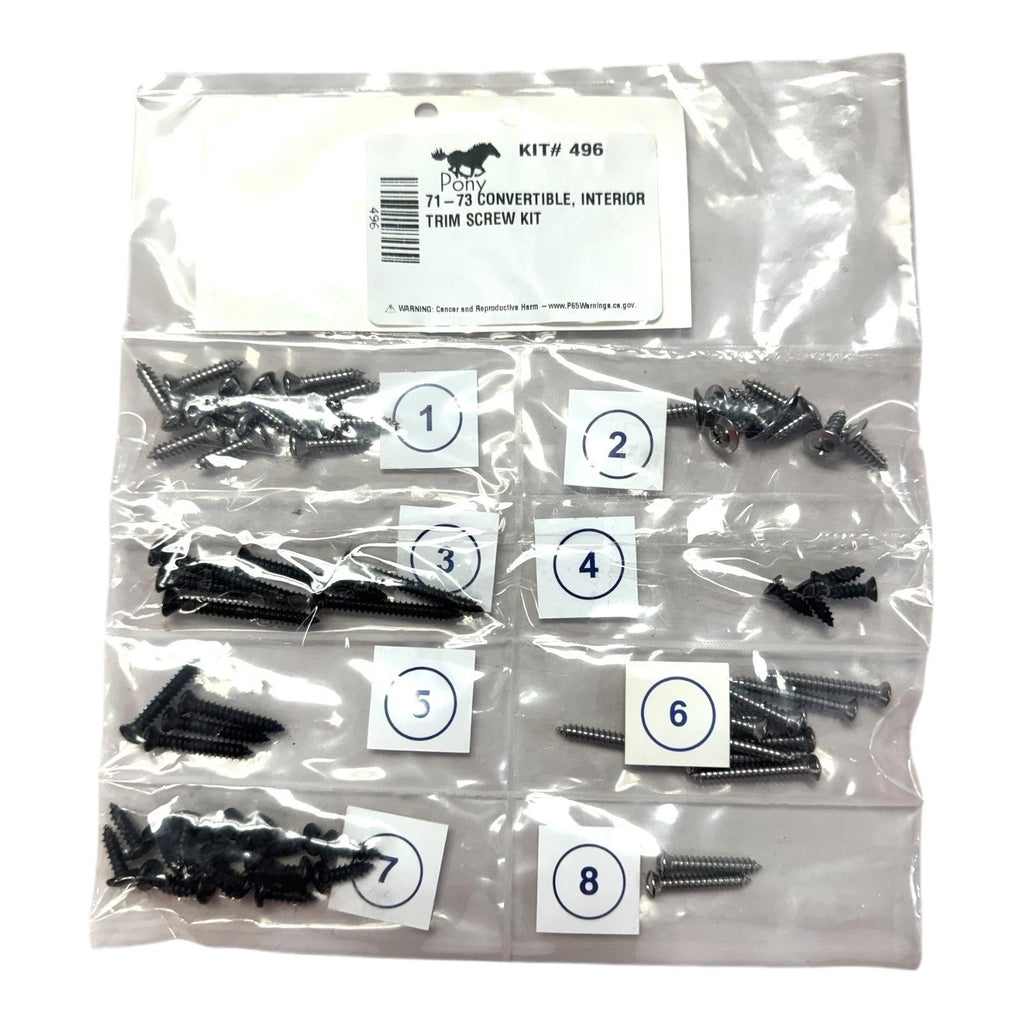 Interior Trim Screw Hardware Kit for 1971-1973 Ford Mustang Convertible