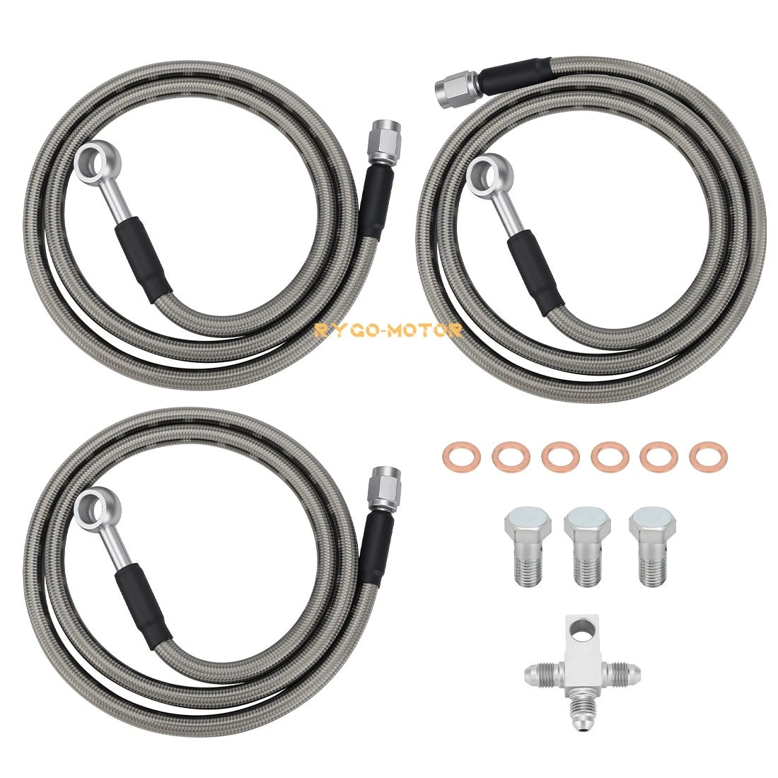 3 Stainless Braided Brake Lines Kit for Suzuki Quadsport Z400 (2003–2008)