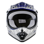 DOT Youth Blue Flame Motocross Helmet Goggles Gloves for Dirt Bike ATV (S/M/L/XL)