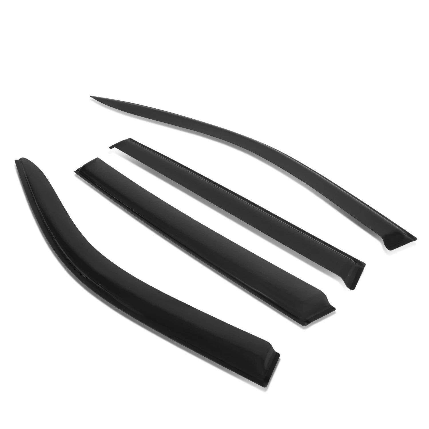 Set of 4 Tape-On Visors for Jeep Compass (2017–2024) Glossy Black Smoked Lens