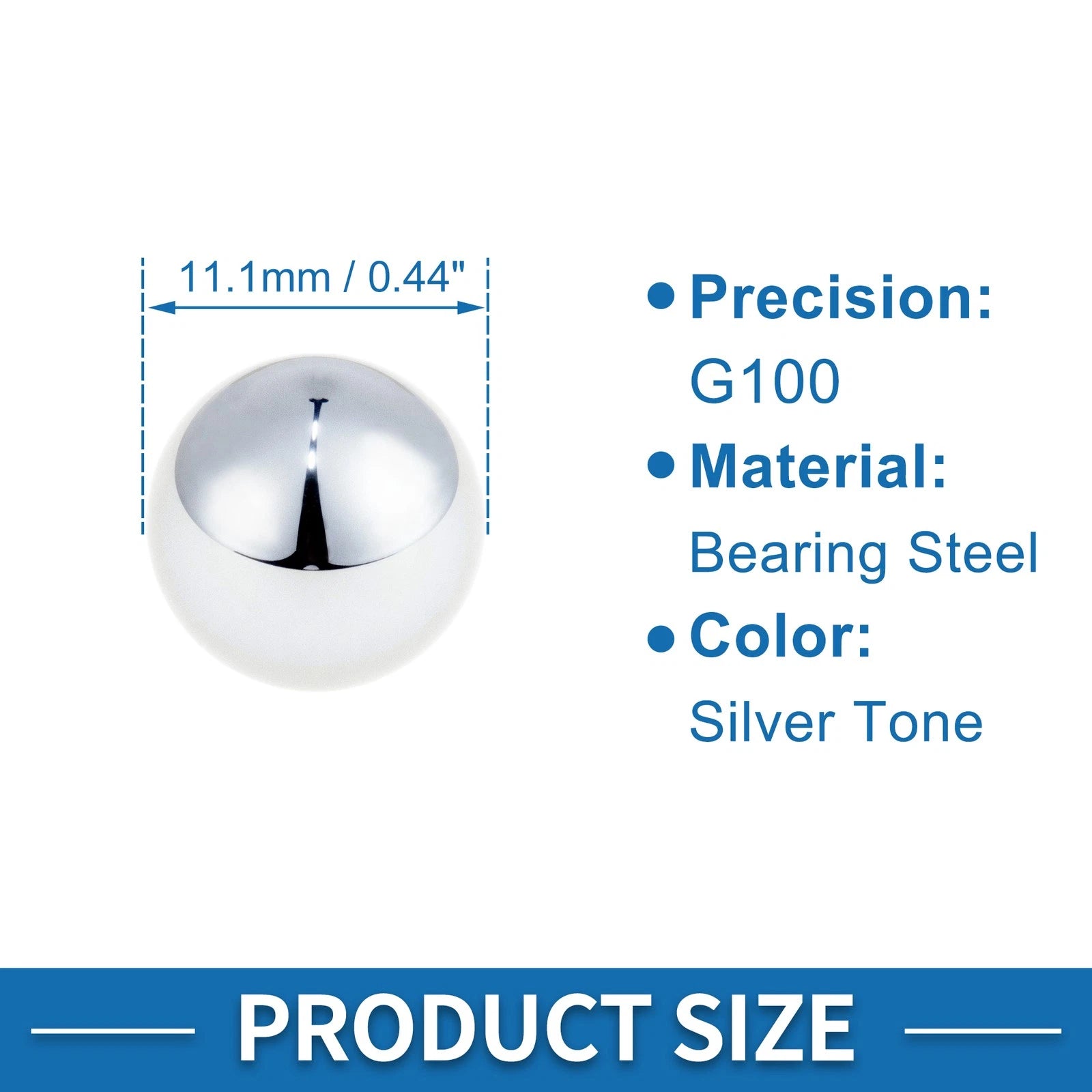 Set of 20 Precision G100 Steel Ball Bearings 11.1mm
