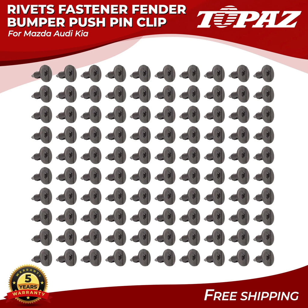 100pcs Plastic Rivets for Mazda Audi Kia 