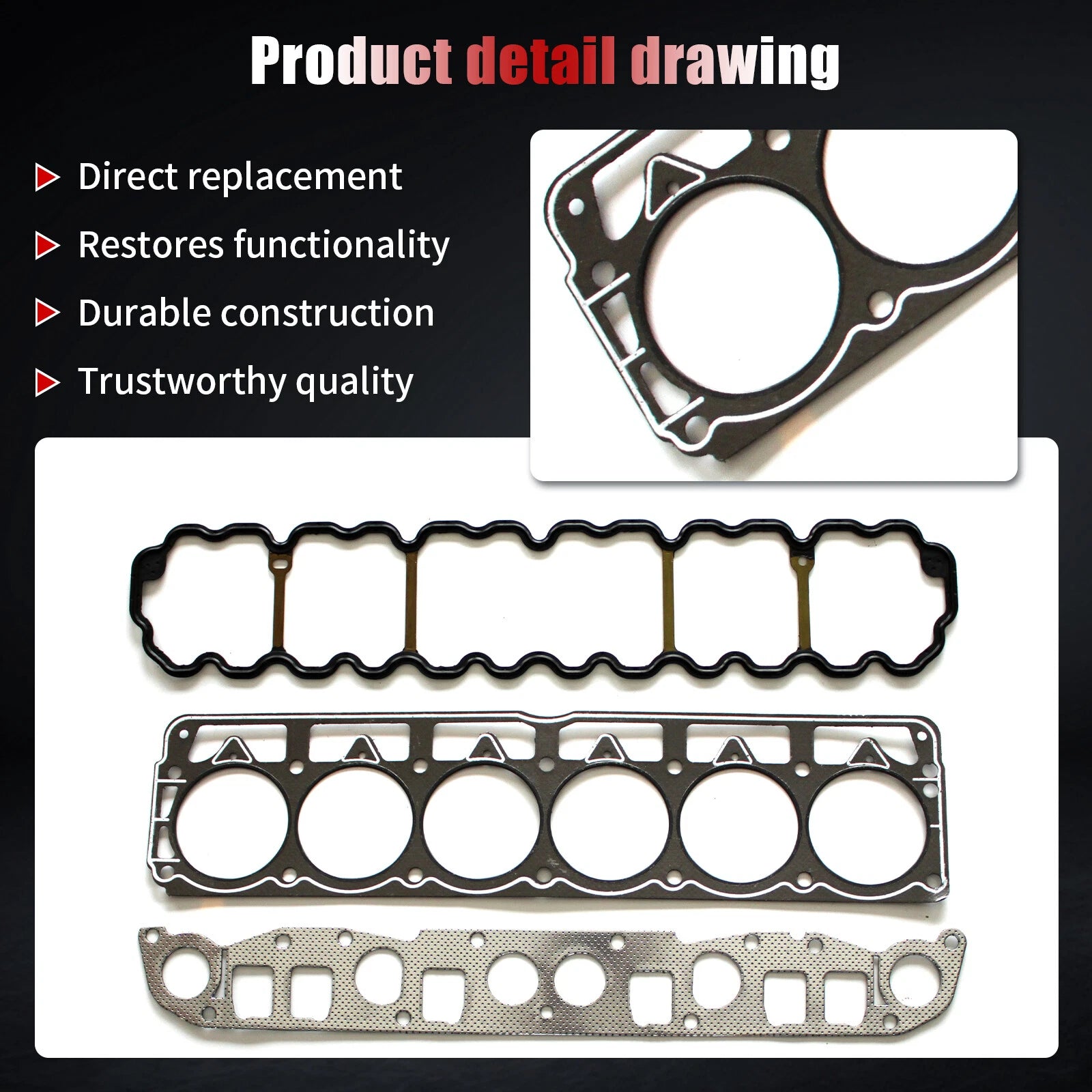 Head Gasket Kit for Jeep Grand Cherokee Wrangler TJ Cherokee 4.0L (1999–2003)