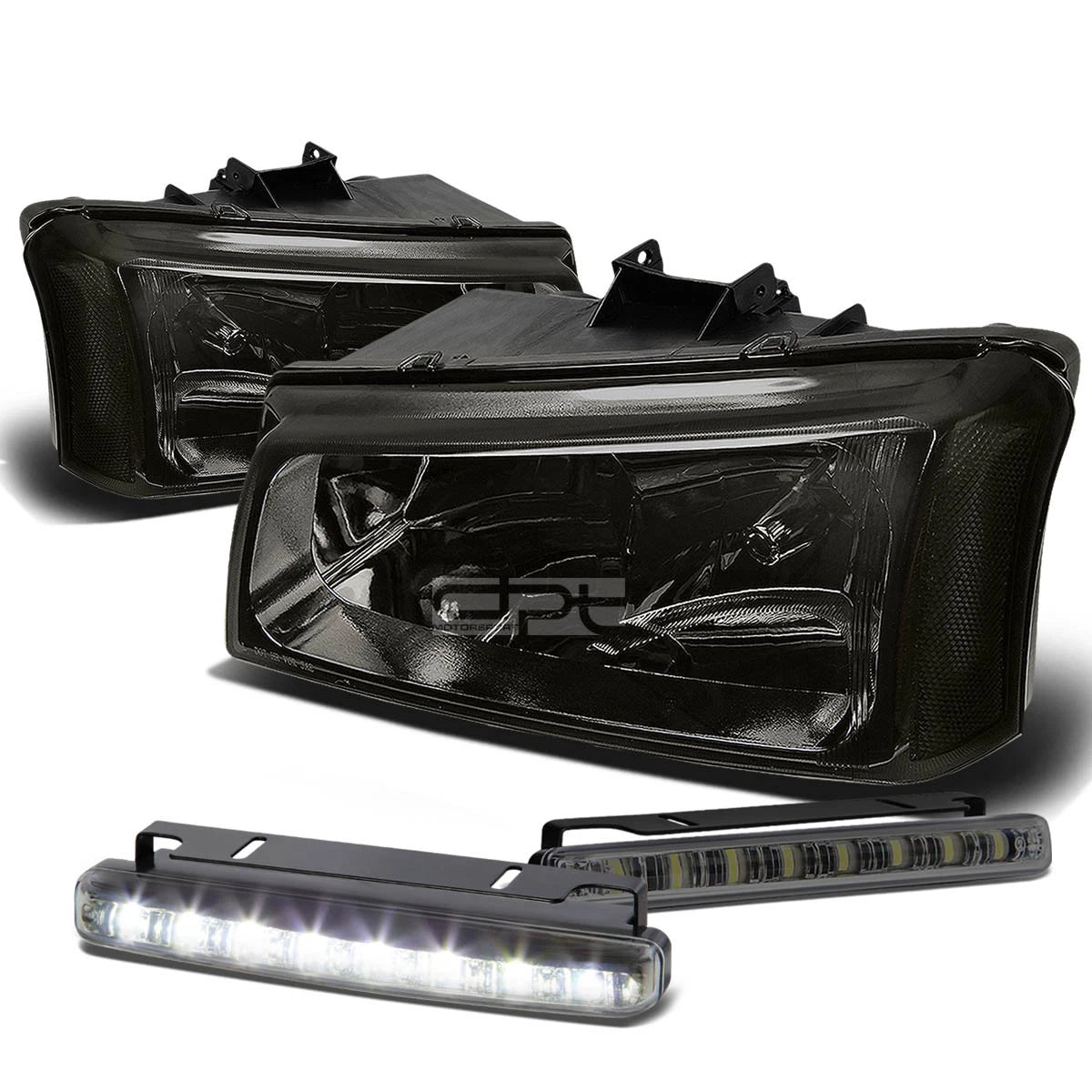 Smoked Crystal Tint Headlight + Clear Corner + LED Fog Light Set for Silverado (2003–2007)