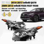 HID Headlight Pair for Infiniti FX35 FX37 QX70 (2009–2017) W/o AFS & Bulb