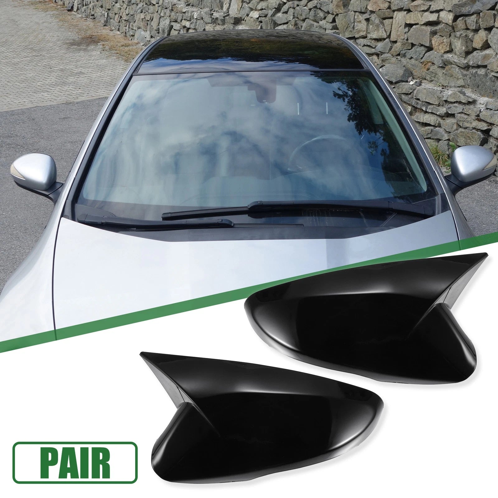 1 Pair Rearview Mirror Cover Cap for Hyundai Veloster (2012–2017) Gloss Black