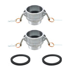 2X Aluminum Cam and Groove Hose Fitting for Global Type B