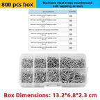 800 Pcs M2 Cross Recessed Flat Head Self Tapping Screws