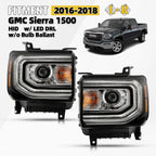 Pair Headlights for GMC Sierra 1500 (2016–2018) HID/Xenon with LED DRL Projector