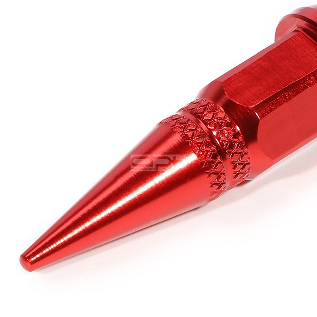 Set of 4 45mm Red Spiky Tire Rim Air Valve Dust Covers for Universal Fit