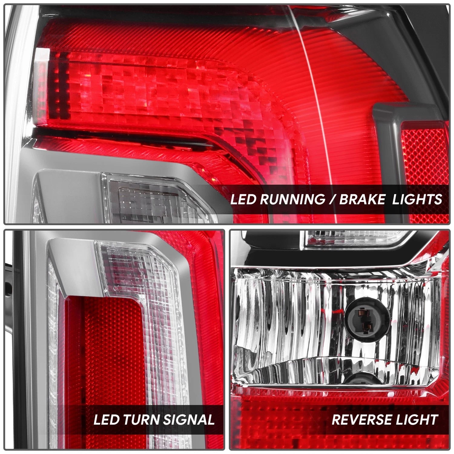 Chrome Housing Red Lens Reflector Taillight for GMC Yukon XL (2015–2020)