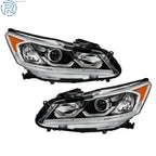Set of 2 Black Halogen Headlights with LED DRL for Honda Accord (2016–2017)