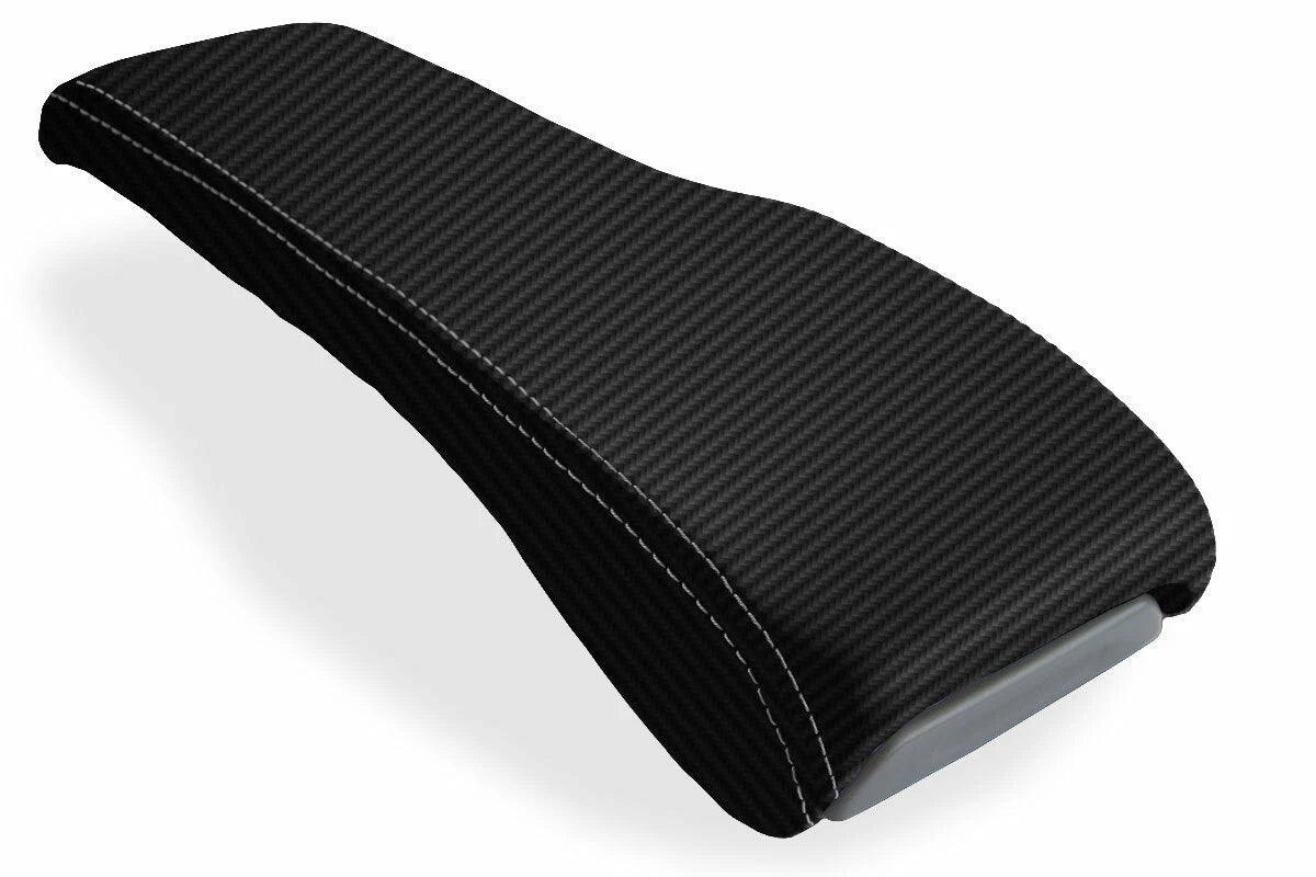 Console Lid Bench Seat Cover for Toyota Tacoma (2001–2004) Carbon Fiber Gray Stitch