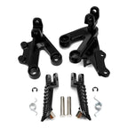 Front Rider Driver Footpegs Footrests Brackets for Suzuki GSXR1000 (2003–2004) Black