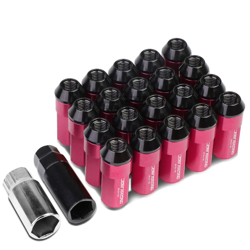20x M12x1.5 53mm Tall Pink Aluminum Lug Nuts for JDM Vehicles