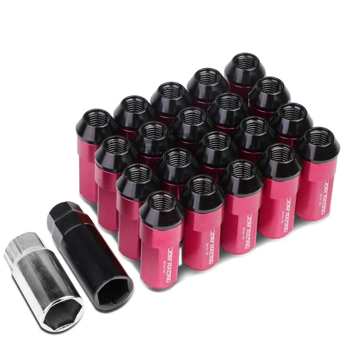 20x M12x1.5 53mm Tall Pink Aluminum Lug Nuts for JDM Vehicles