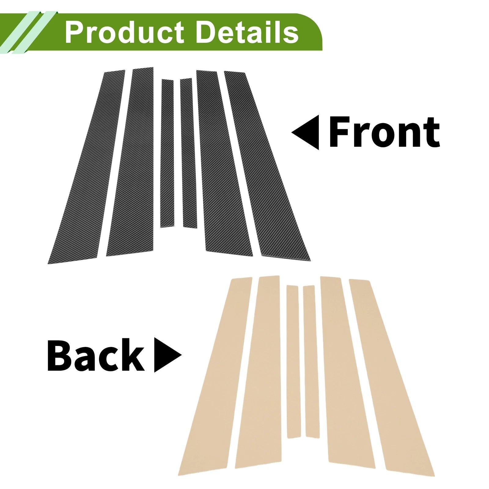 6 Pcs Door Pillar Window Trim for BMW 7-Series (2002–2008) Carbon Fiber Black