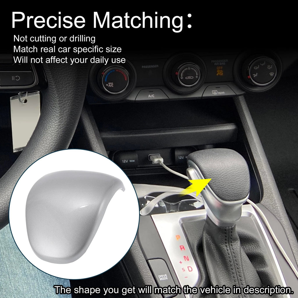 Gear Shift Knob Cover Sticker for Kia Forte Sorento Carens Seltos (2010–2023) Silver Tone