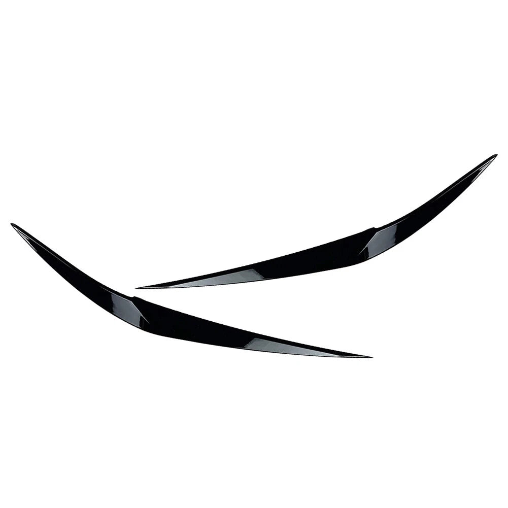 2 Pcs Glossy Black ABS Headlight Eyebrow Eyelid Trim for BMW X1 (2016–2020)