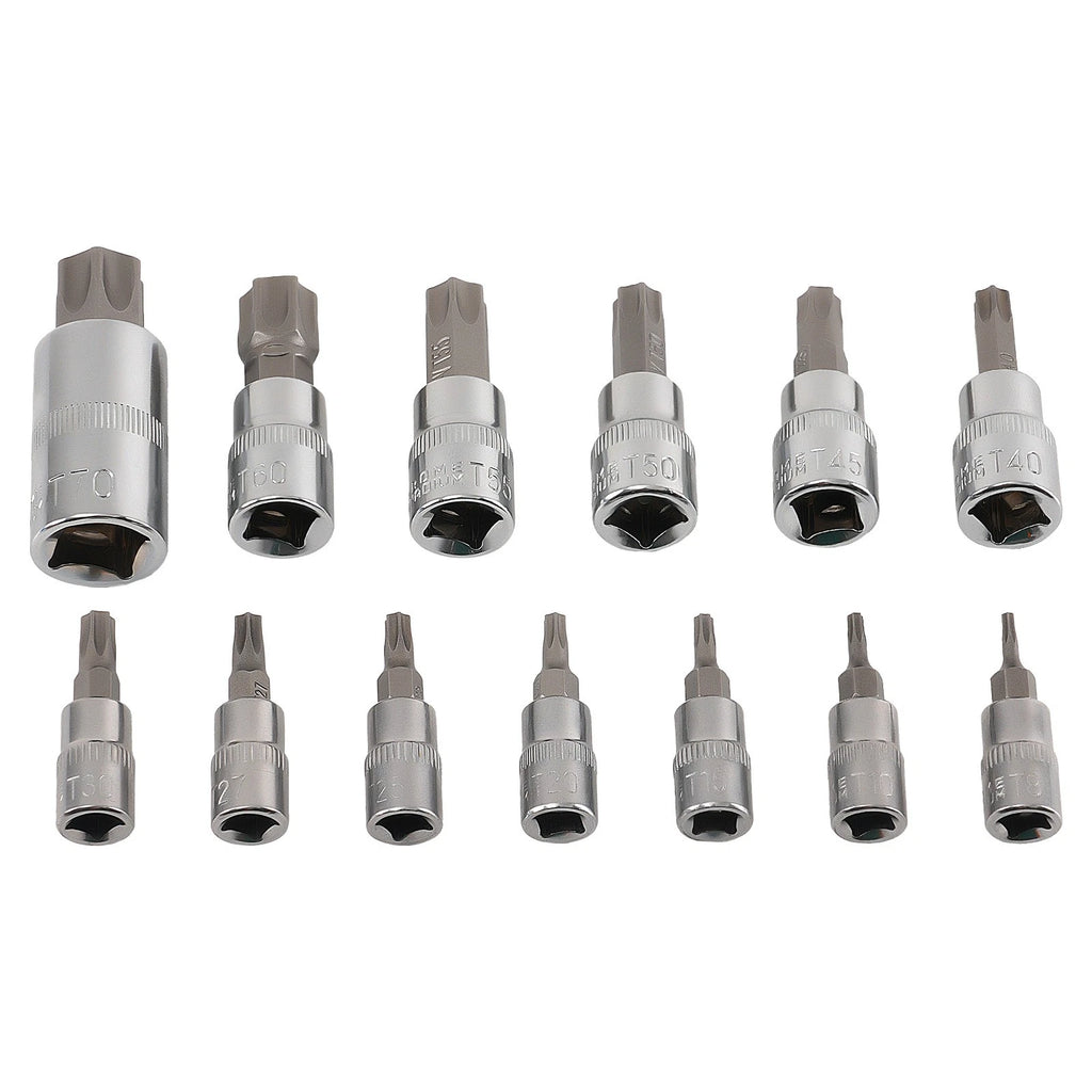 13pc Star Socket Set for CRV (1/4", 3/8", 1/2" Drive, T8-T70)