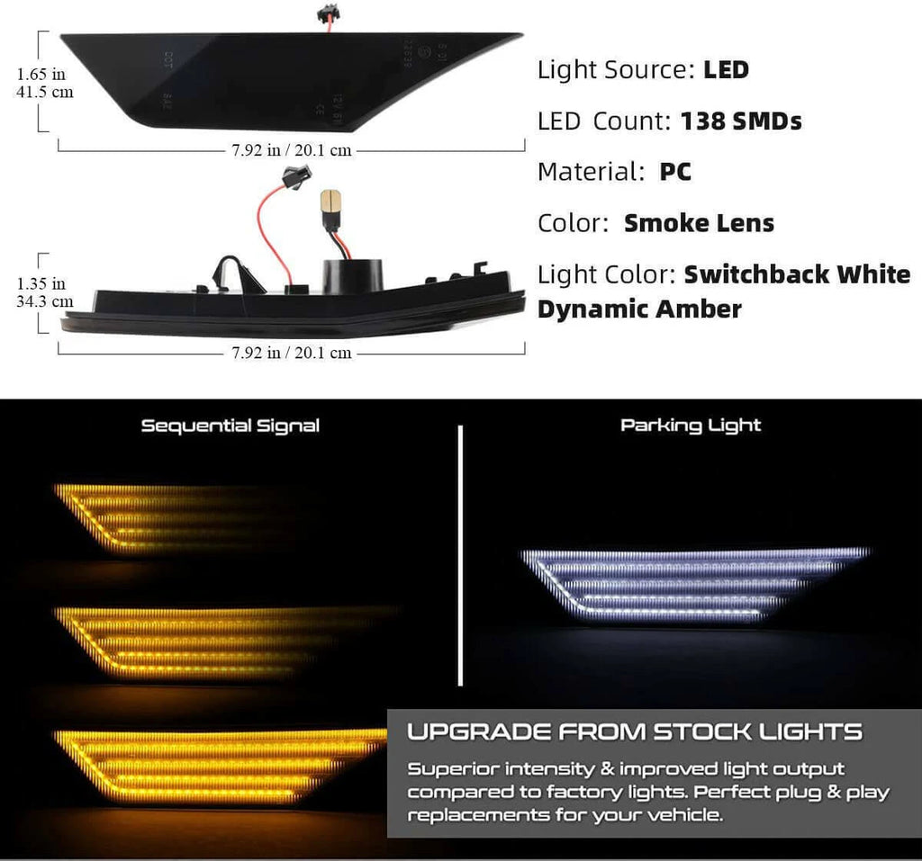 Switchback Sequential Turn Signal LED Side Marker Lights for Honda Civic (2016–2021)