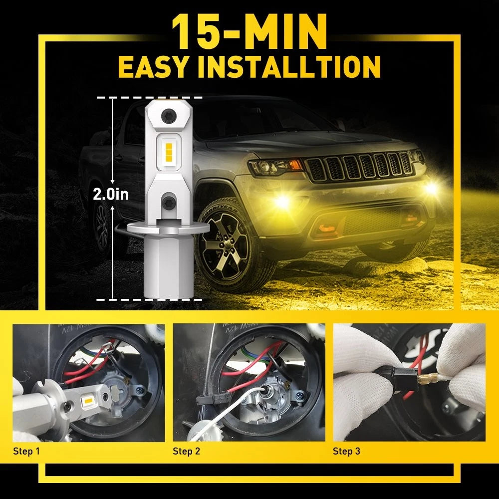 2X H3 LED Fog Light Bulbs for Universal Fit