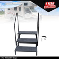 Heavy Duty Steel Mobile Home Steps for RV with Handrails (3 Tier)