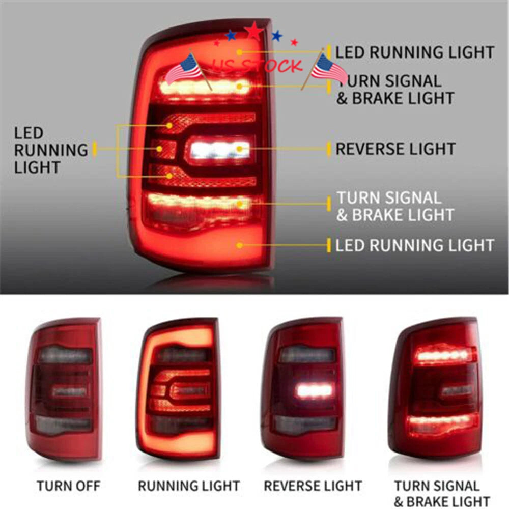 2X LED Tail Lights Assembly for Dodge Ram 1500/2500/3500 (2010-2018)