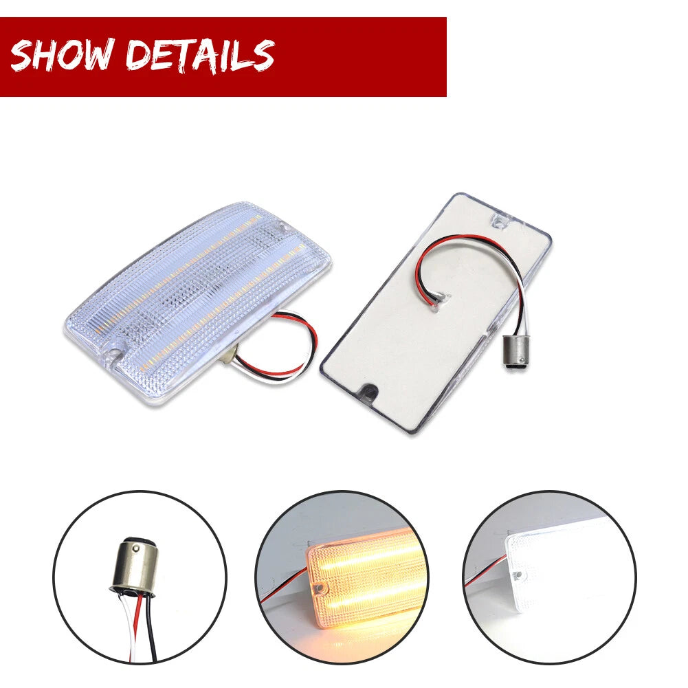 Clear Switchback LED DRL Signal Lights for Ford Bronco (1969–1977)