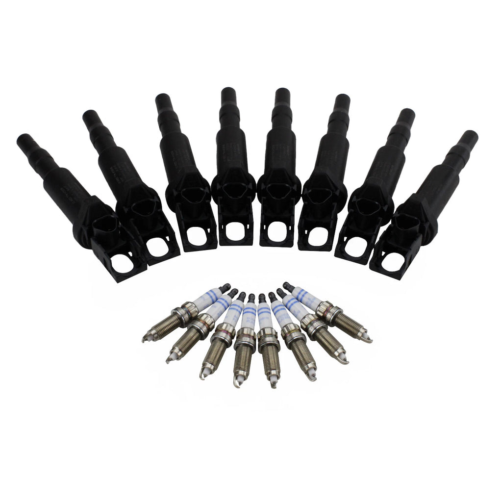 Set of 8 Ignition Coils & Double Platinum Spark Plugs for BMW 4.4 V8 N63 S63
