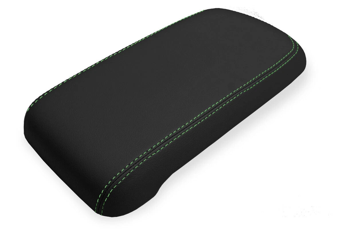 Leather Console Lid Armrest Cover for Chevrolet Colorado (2015–2022) Green Stitch