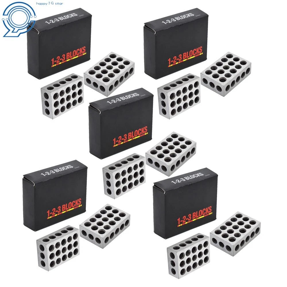 Set of 2 Ultra Precision 1-2-3 Blocks for Machinists (23 Holes)