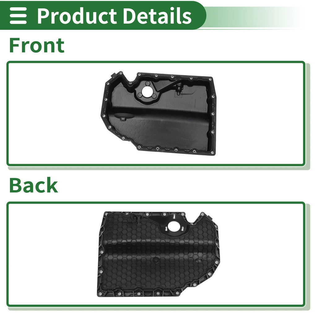 1 Pc Engine Oil Pan No.06K103600R for Audi A1 (2015–2018) Plastic Black