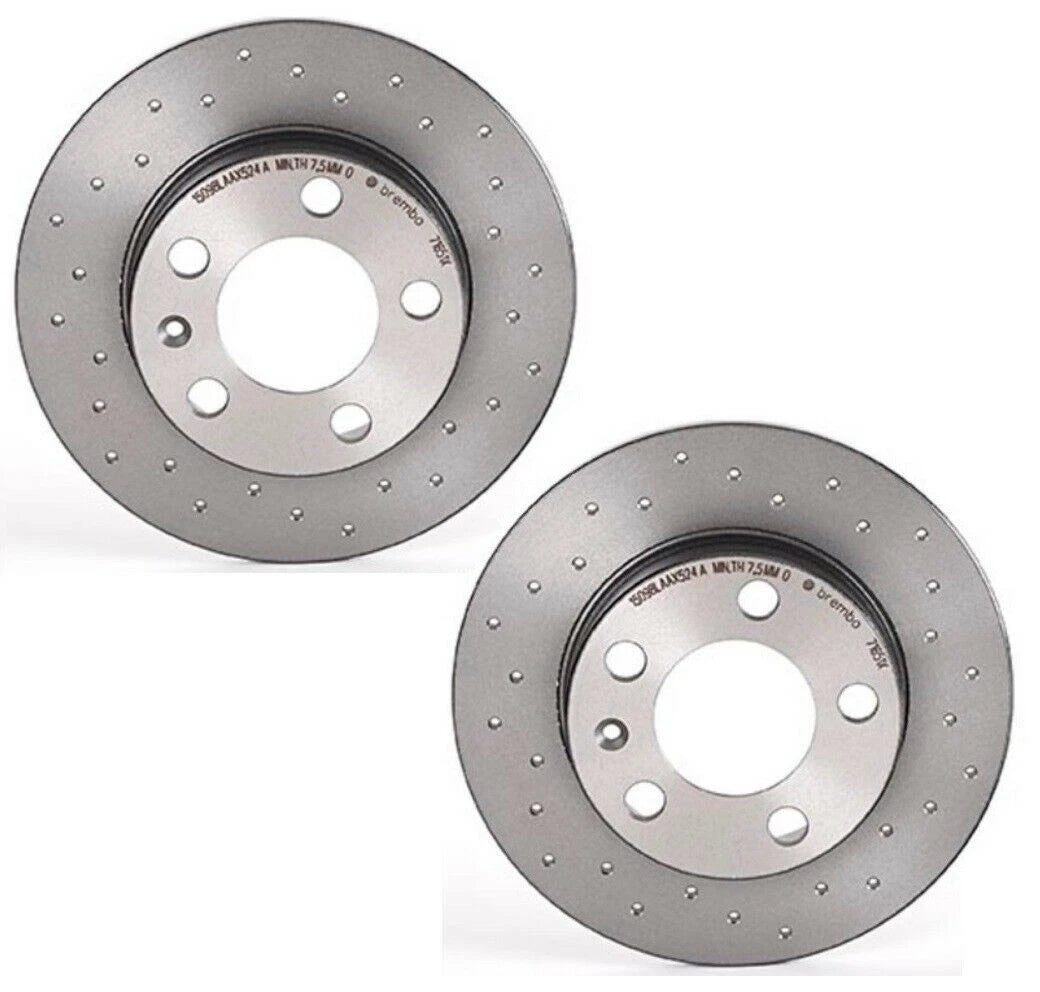 Set of 2 Brembo Xtra Rear Drilled Brake Disc Rotors for Audi TT Beetle Jetta (2000–2023)