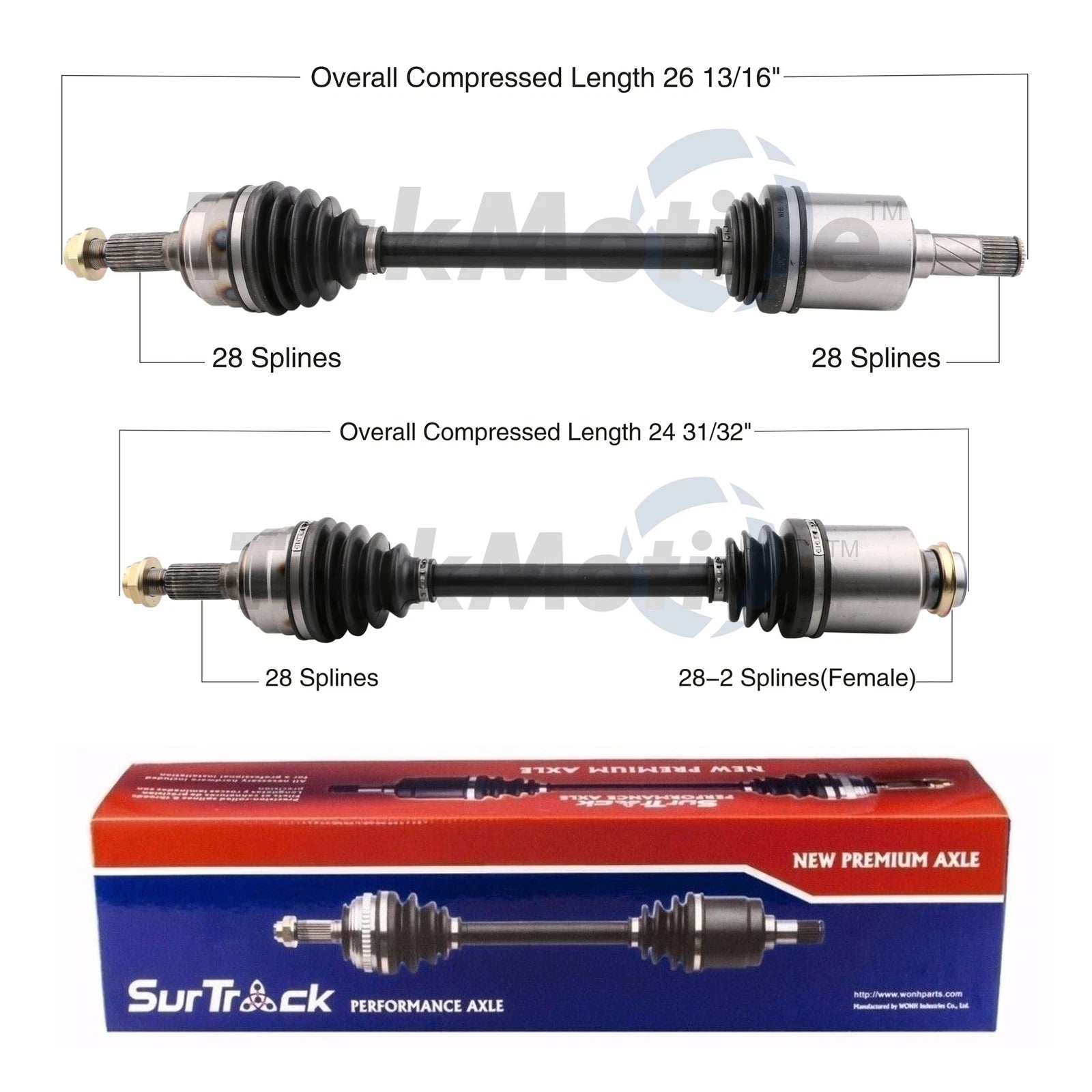 Set of 2 Front CV Axle Shafts for Mazda 6 (2009–2013)