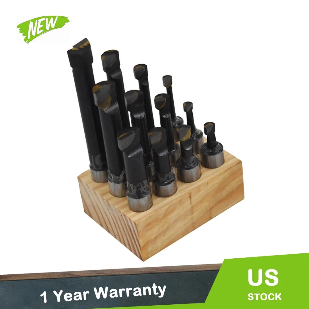 Set of 12 Carbide Tipped Boring Bars for Lathe (5/8" Shank)