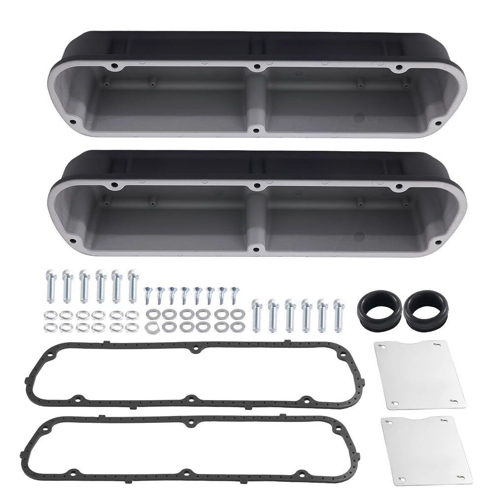 Aluminum Finned Black Valve Cover Set for Ford 289 302 351W V8 (1962–1985)