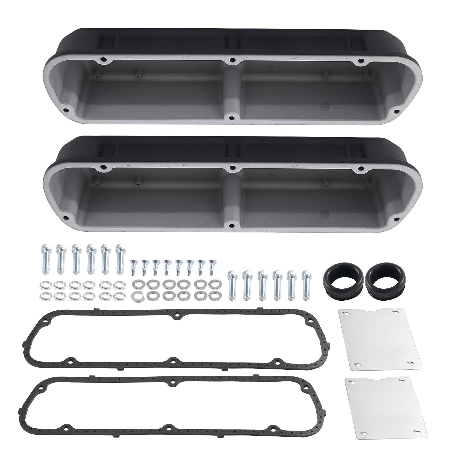Aluminum Finned Black Valve Cover Set for Ford 289 302 351W V8 (1962–1985)