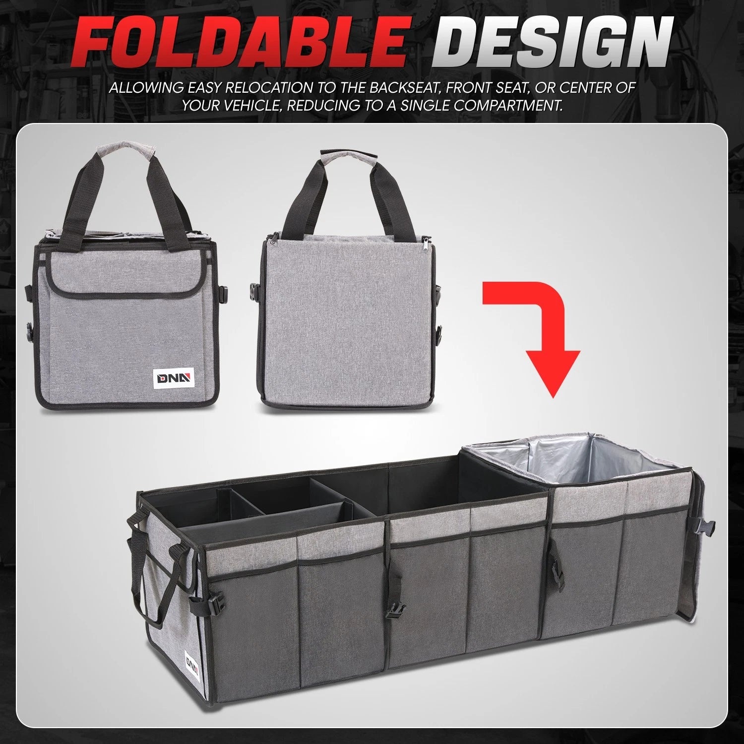 3-in-1 XXL Collapsible Trunk Organizer Bin for Car SUV