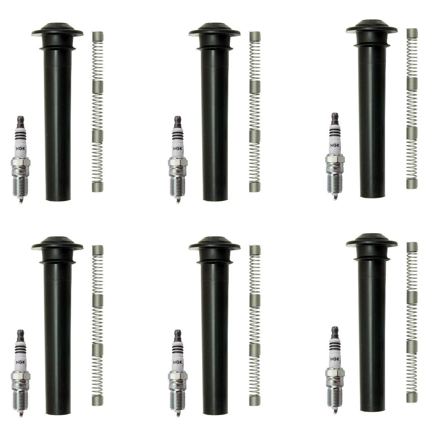 Set of 6 NGK Iridium IX Spark Plugs & Coil Boots for Escape Freestyle Sable (2005–2009)