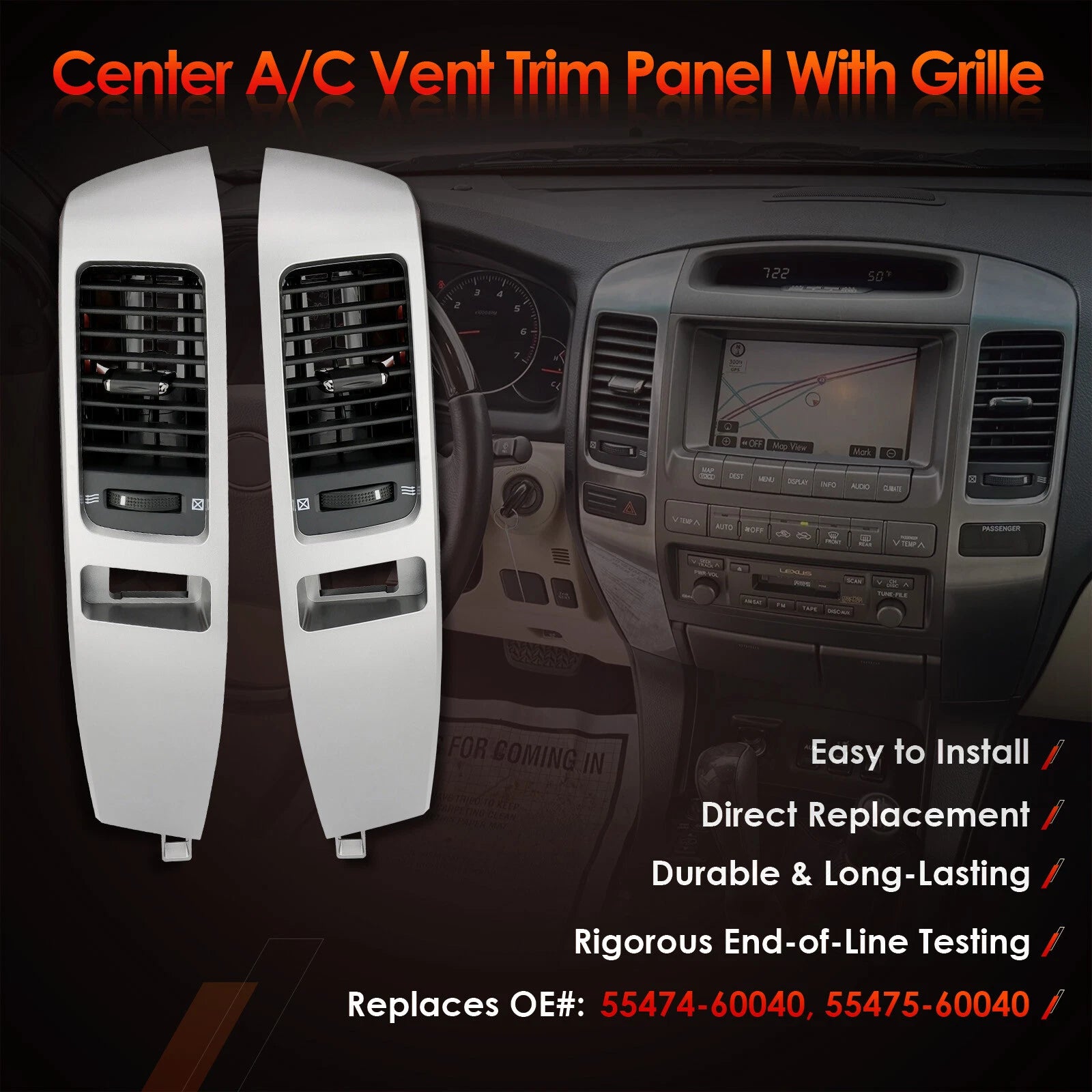Instrument Air Vent Finish Panel for Toyota Land Cruiser Lexus (2003-2009)
