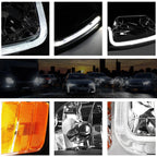 LED DRL Chrome Housing Headlight Pair for Ford Mustang (1999–2004)