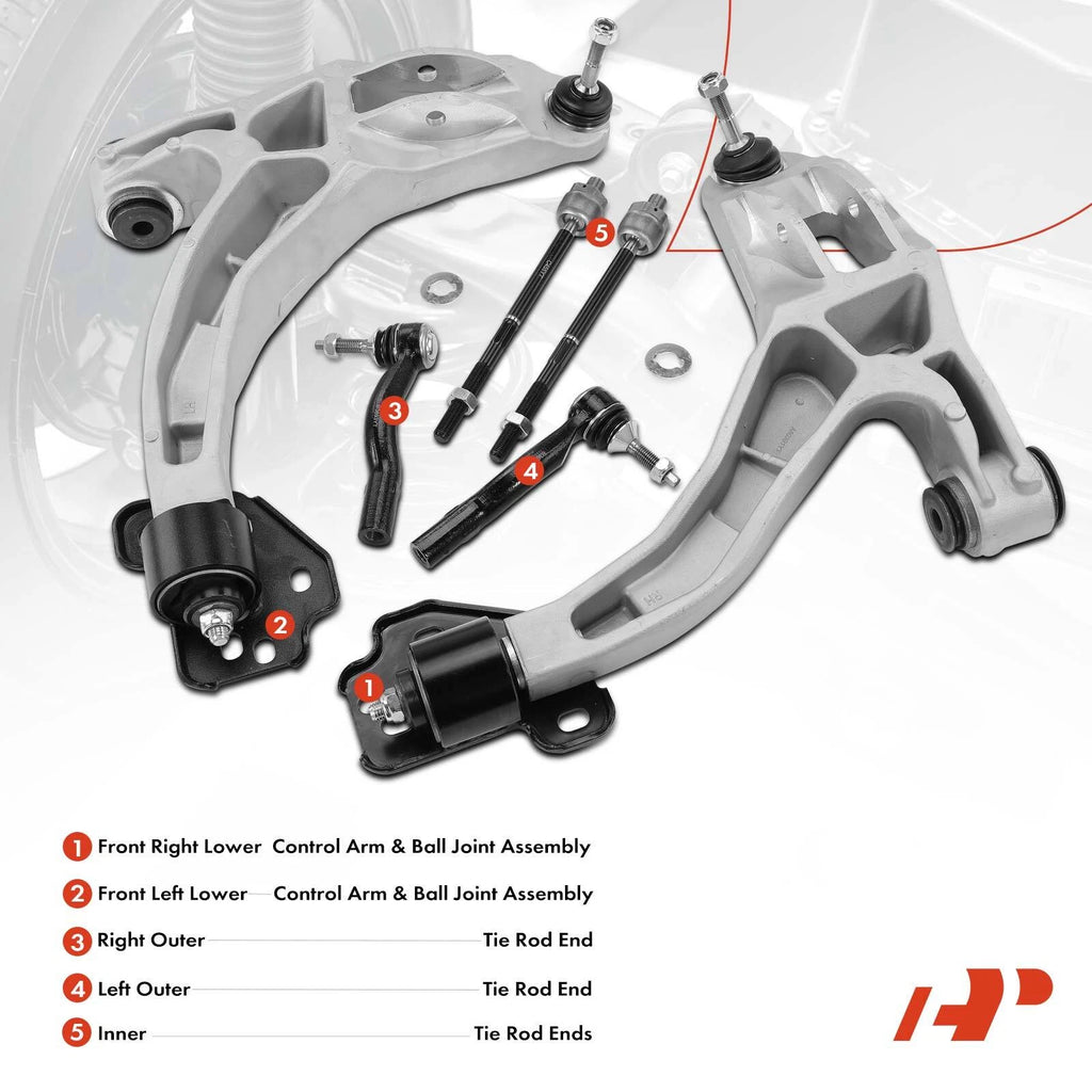 6X Front Control Arm with Ball Joint & Tie Rod for Ford Lincoln Mercury