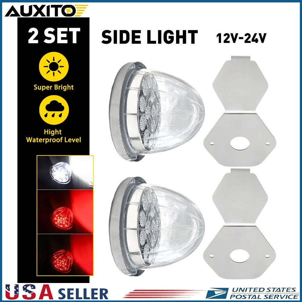 2X Watermelon Light LED Red White for Semi Truck Trailer (Marker Turn Signal)