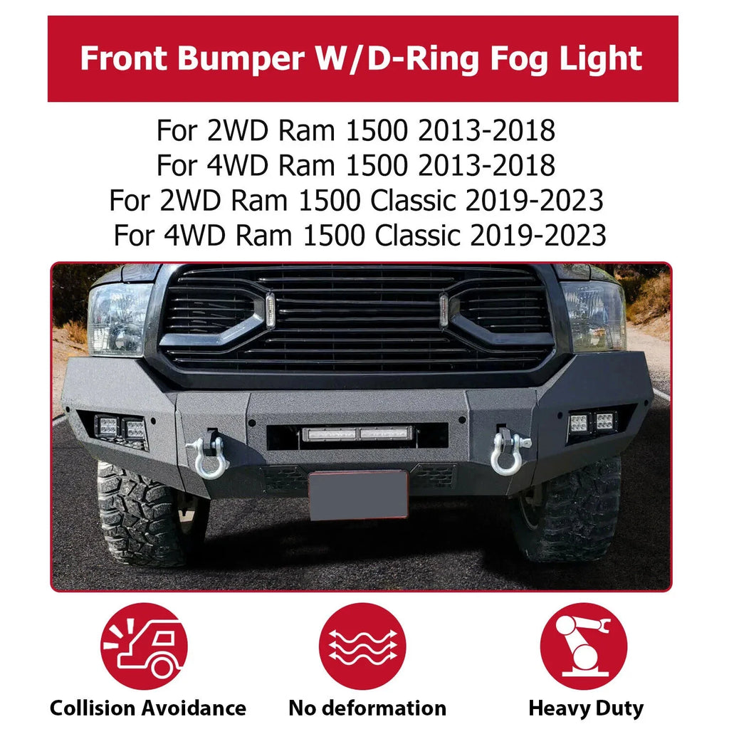 Front Bumper for Dodge Ram 1500 (2013–2023) with LED Lights