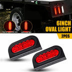 2X 6" Oval Trailer Lights for Truck (DOT, 10 LED, Sealed Grommet Plug)