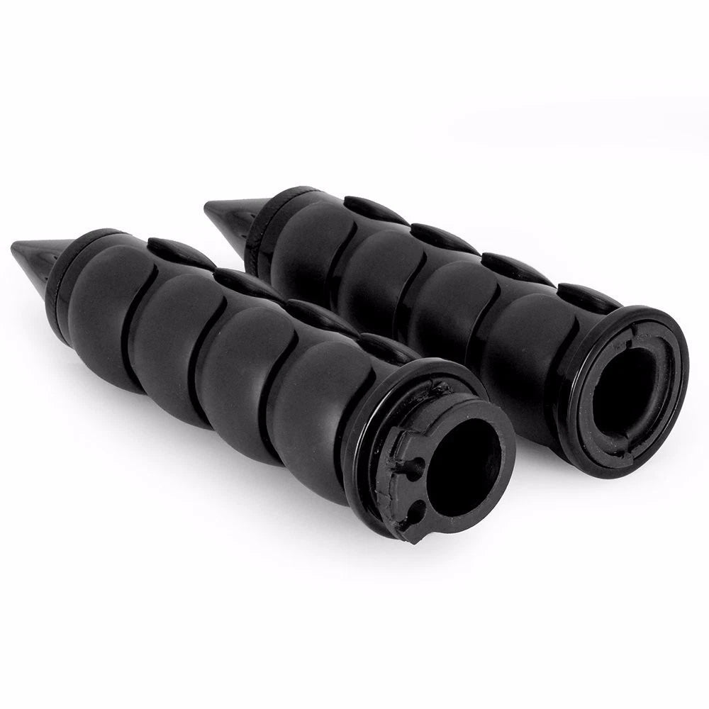 Spike Black Rubber Hand Grips for Harley Cruiser Chopper (1" 25mm)