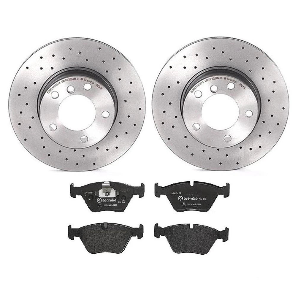 Brembo Xtra Front Brake Kit Drilled Rotors Low-Met Pads for BMW E39 (1997–2003)